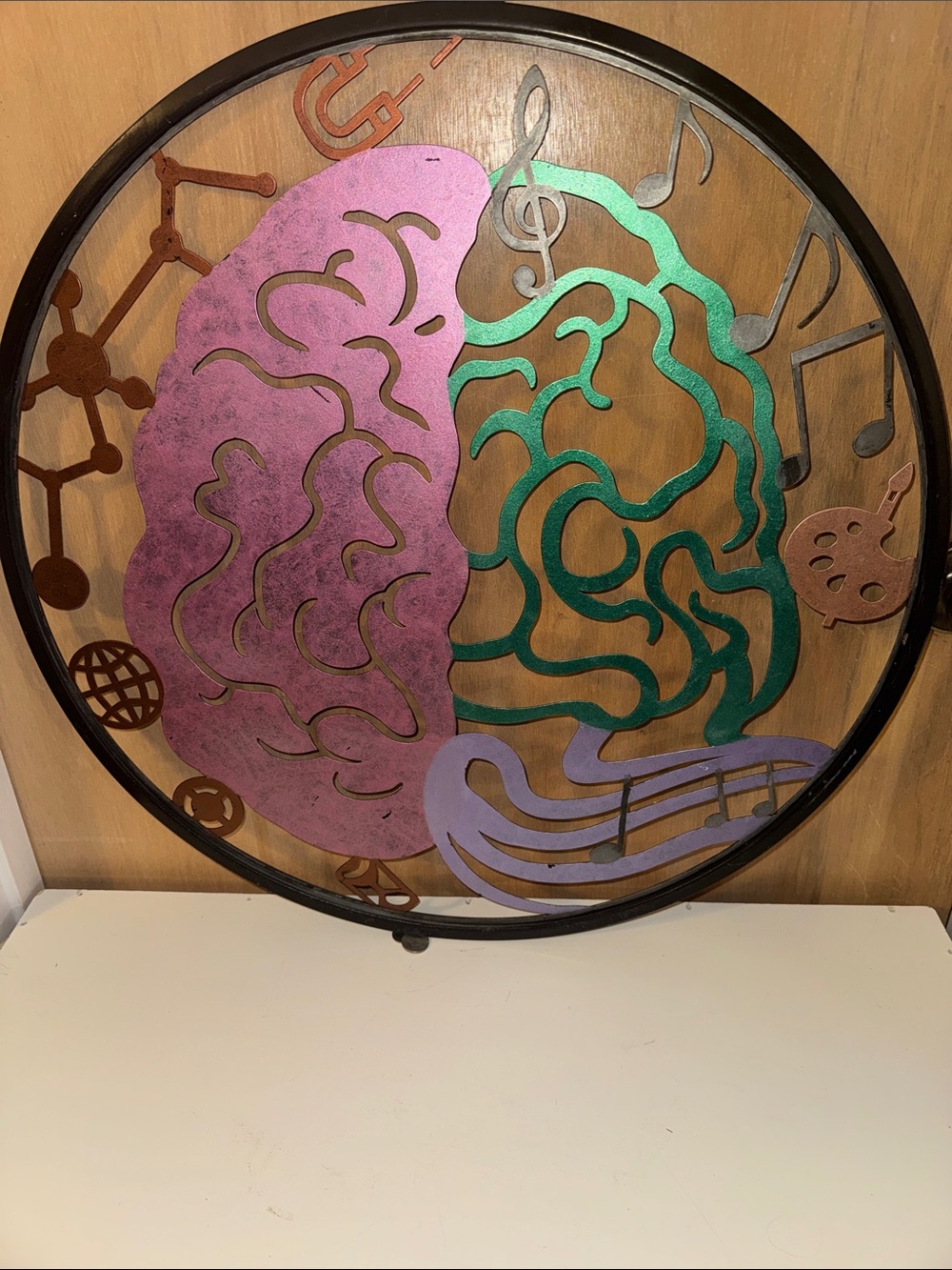 JILIP Metal Left Brain vs. Right Brain Wall Art Logic / Creativity 23.6” Across